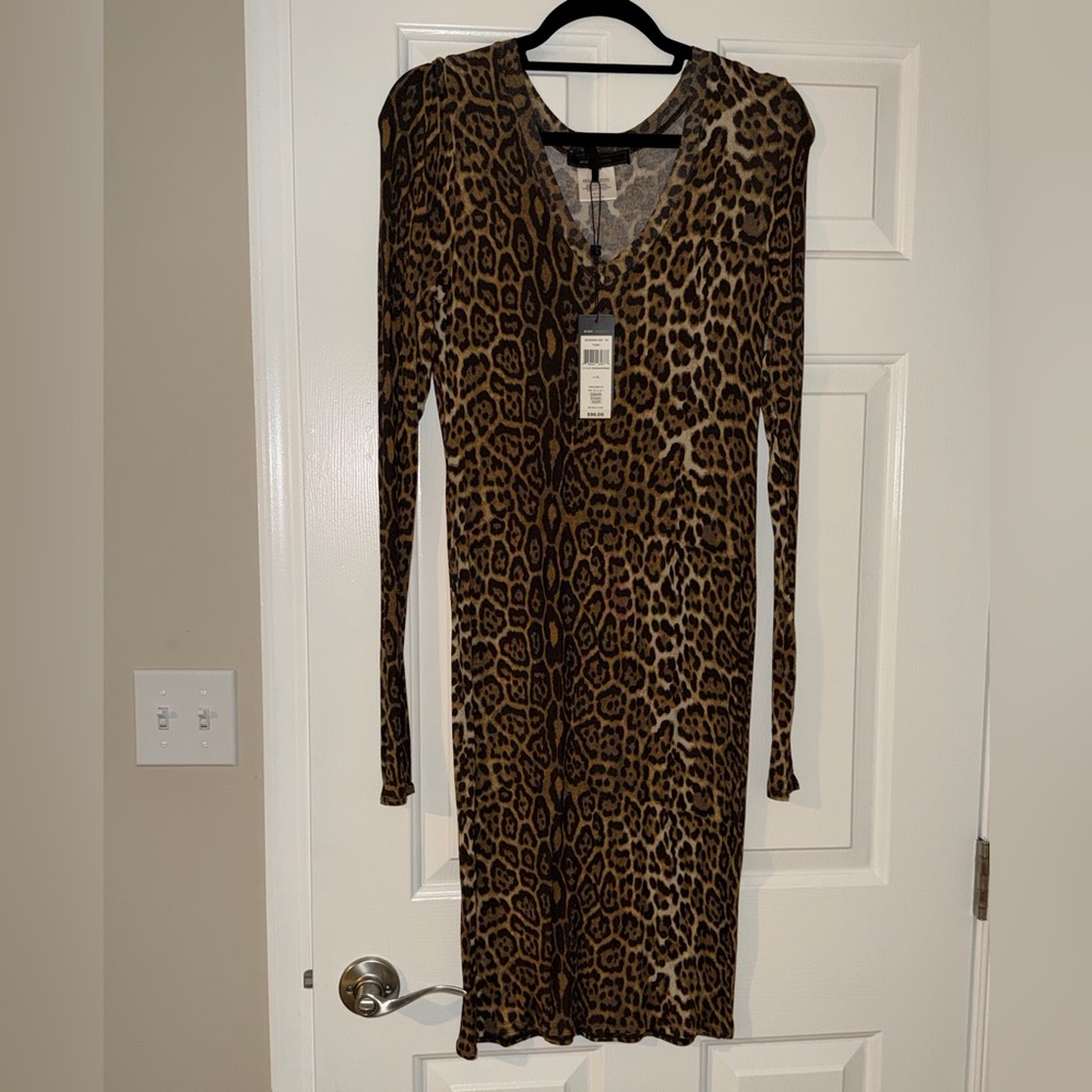 Leopard Print Long Sleeve Dress